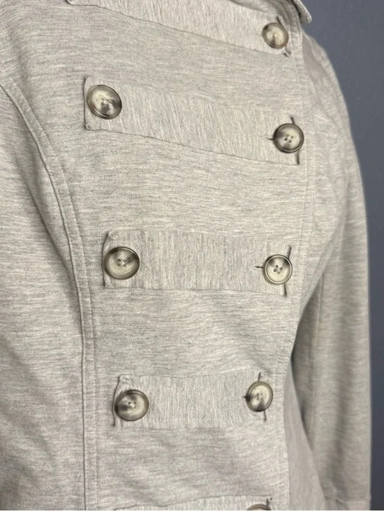 Cabi XL Women’s Double-Breasted Light Gray Jacket Military Style Jacket Soft - Picture 2 of 15
